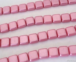25 6x6x3mm CzechMates Two Hole Tile Beads: Pearl Coat - Flamingo - £2.64 GBP