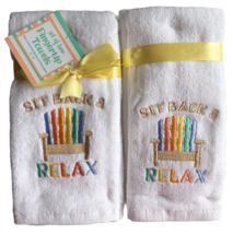 Rainbow Beach Chair Fingertip Towels Set of 2 Embroidered Beach Summer House - £27.97 GBP