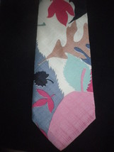 Yates &amp;Co London silk shantung floral necktie handmade in England, free ... - $21.00