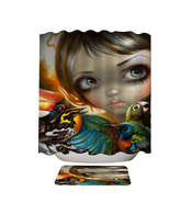 Colorful Art Birdsong Beautiful Maiden and Birds Shower Curtain - $23.90+