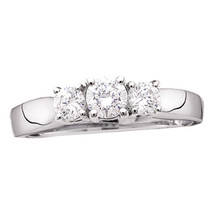 14kt White Gold Round Diamond 3-stone Bridal Wedding Engagement Ring 3/4... - $1,098.00