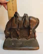 Cast Iron Grazing Horse Bookend Door Stop VTG image 6