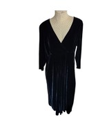 READ NWT Eileen Fisher Black Silk Blend Velvet V Neck 3/4 Sleeve Midi Dr... - $88.90 CAD