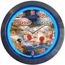 Pinball Play Room Neon Clock 15&quot;x15&quot; - £60.04 GBP