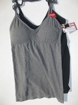 NWT SKINNY GIRL GRAY/BLACK 2PK SEAMLESS LAYERING CAMI/TANK M - $24.99