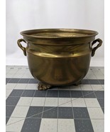 Brass Planter Round Footed Feet 5 Inch Tall 6.5 Inch Diameter - £20.25 GBP