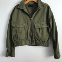 The Kooples Chore Jacket L Green Chambray Boxy Crop Hem Zip Long Sleeve ... - $45.35
