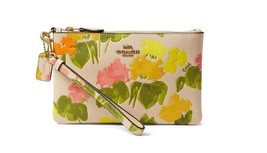 New Coach Women&#39;s  Floral Printed Leather Small Zip-Top Wristlet Multicolor - £87.02 GBP