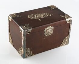 Vintage Legno Sigari Scatola Humidor W/ Metallo Liner &amp; Antico Piatto D&#39;... - $1,862.79 CAD