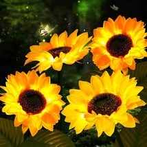 4 Packs Outdoor Sunflower Solar Light Landscape Lamp for Garden Yard Patio Path - £37.76 GBP