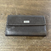 ESPRIT Womens Brown Leather Fold Wallet VTG 90s 12 Card Holder Photo ID ... - $9.49