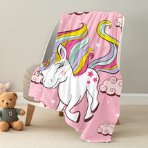 Kids Girls Horse Print Bedroom Soft Cozy Lightweight Plush Throw Blanket 50&quot;x60&quot; - £32.75 GBP