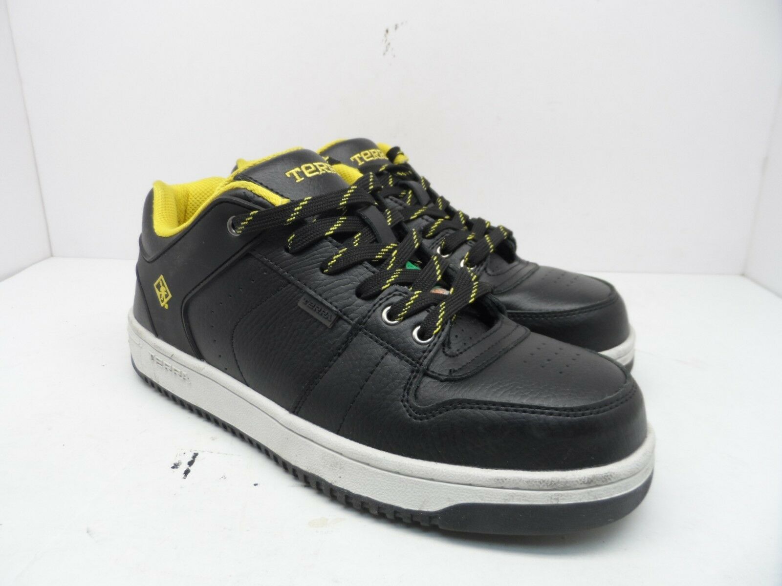 Terra Men&#39;s Austin Leather Steel Toe Atheltic Safety Work Shoe Black/Yel... - $17.80