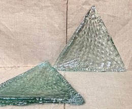 Thick Recycled Glass Green Tint Triangle Plates Textured  Heavyweight Ec... - $396.00