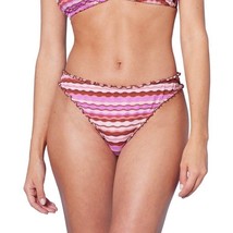 Shade &amp; Shore Ruffle High Leg Extra Cheeky Bikini Bottom Pique Purple Si... - $15.84