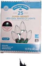 NEW Holiday Time Super Bright LED Cool White C7 Lights 25 Count Cool White - £17.45 GBP