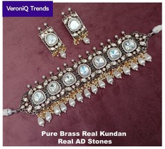 VeroniQ Trends-Elegant Victorian Polki Kundan Choker Necklace-Bridal-Wedding - £139.88 GBP