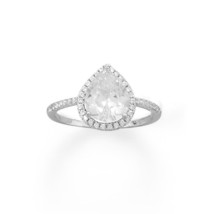 2.20 Carat Pear Cut Simulated Diamond Halo Engagement Ring 14K White Gold Plated - £96.00 GBP