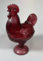 Vintage Glass Standing Rooster Dark Ruby Red 2 Pc Candy Dish 8 3/4 Tall ... - £15.85 GBP