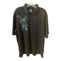 Slazenger Black Golf Polo Shirt – Size XL – Blue &amp; White Diamond Pattern... - $17.00
