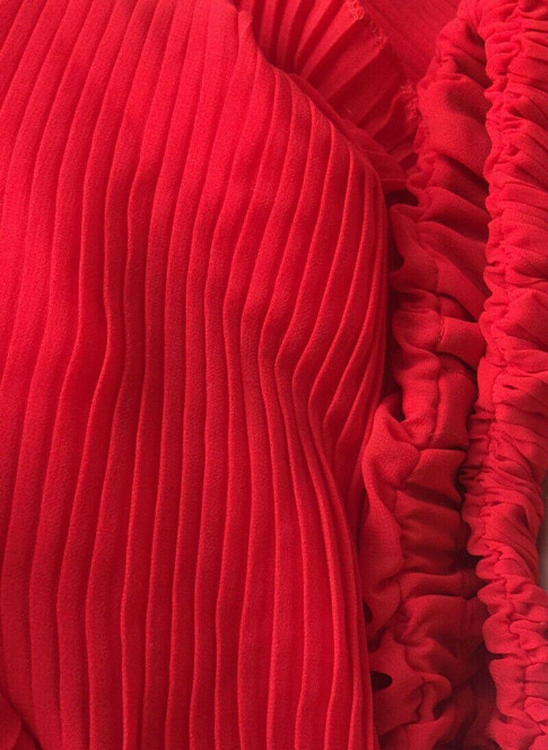 Womens Strappy Pleated Ruffle Top Culottes Flowy Jumpsuit in Red 6 8 10 AU STOCK Item image 4