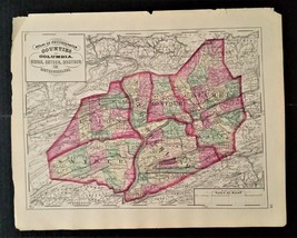 1872 Antique Hand Colored Map Pa Columbia Union Snyder Montour Northumberland - £52.44 GBP