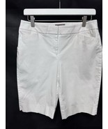 Chico&#39;s 10&quot; Bermuda Shorts Crisp White  Stretch Cotton Modern Flat Size ... - $23.02 CAD