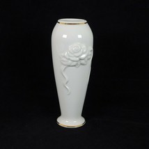 Lenox Rosebud Collection 5.875&quot; tall Bud Vase Sculpted Porcelain Gold Tr... - $7.85