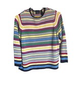 CRAZY HORSE WOMEN&#39;S SIZE 2 SWEATER MULTICOLORED STRIPED PULLOVER KNIT VI... - $17.99