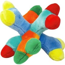 Attack A Jack BIG Breed Dog Toys Colorful 6 Squeaker Soft Plush Bones 11" Jumbo - $17.71