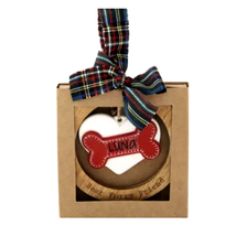 Mud Pie &quot;LUNA&quot; Dog Bone Heart Christmas Ornament | personalized NEW! - £11.21 GBP