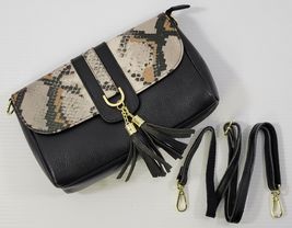AA) Sencillez Woman Genuine Pebble Leather Snake Skin Print Tassel Bag -... - $24.74