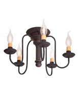 Wood CEILING LIGHT 5 ARM Berkshire Semi-Flush Mount in Black USA HANDMADE - $6,234.22 MXN