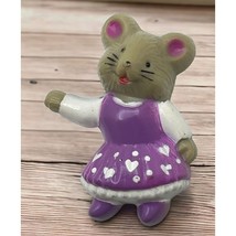 Spring Mouse Refrigerator Magnet Vintage Purple Dress Country Farm - £7.77 GBP
