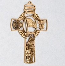 Brass Cross Applique for Funeral Round Cremation Urn, Pewter Also Available - $69.99