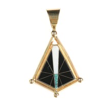 Large Naveek Navajo/greek 14k, Opal, turquoise, and black Jade penant - £1,582.59 GBP