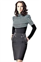 PARTY OFFICE PENCIL SKIRT BLACK POCKETS POWER STRETCH MADE IN EUROPE S M... - $67.15