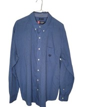 Chaps Button Down Shirt Mens Size XL Plaid  Blue Long Sleeve Easy Care - £7.50 GBP