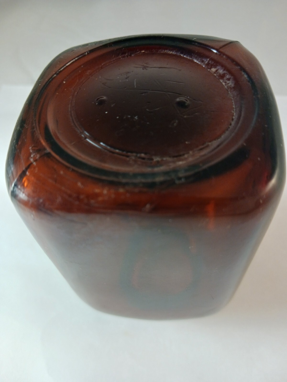 SNUFF JAR BROWN/AMBER, 2 DOT GLASS SNUFF JAR, VINTAGE Item image 4
