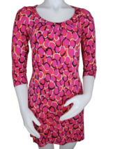 Boden Shift Dress Size 6 Pink Red Polka Dot Print Jersey Knit Casual 3/4... - $22.52