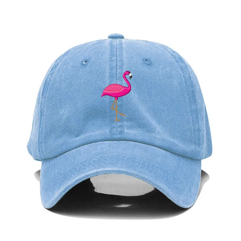 2023 Vintage Washed Cotton Flamingos Embroidery Baseball Cap For Men Women Dad H - £81.03 GBP