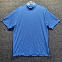 Vtg Nike Golf Men&#39;s Sz XL Mock Neck T Shirt Short Sleeve Blue White Swoosh - £18.27 GBP