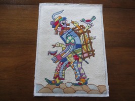 Completed WHIMSICAL MAN w/DUCKS NEEDLEPOINT w/Floss  - 10-1/2&quot; x 14-1/4&quot;... - £22.48 GBP