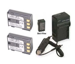 Two 2 Battery + Charger for Canon Optura 30, 40, 50 60 400 500 DC310 MD150 MD160 - £23.18 GBP