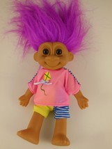 Russ Berrie Troll doll 7&quot; with Bright Pink Fuschia Hair - $10.88