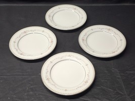 Vintage NORITAKE 6.5&quot; Dessert Plates FAIRMONT 6102 Platinum Trim - Set Of 4 - $27.70