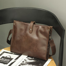 Men&#39;s Shoulder Bag Soft Leather Crossbody Bag Official Document Bag Flow - £39.84 GBP