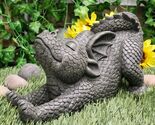 Garden Dragon Morning Greeting Stretch Statue 11.75"Long Cute Baby Drago... - $42.99