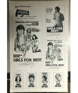 GIRLS FOR RENT 11&quot; x 17&quot; film promotional sheet with uncut ads  - £7.75 GBP