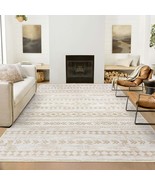 Area Rug 6X9 For Living Room, Machine Washable Moroccan Large Beige Area... - $129.95